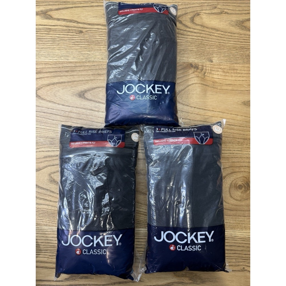 Vintage 2004 Jockey 9 Full Rise Cotton Black Briefs Y Front Fly Size 42 - New